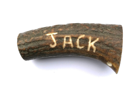 bois de cerf tranché gravé