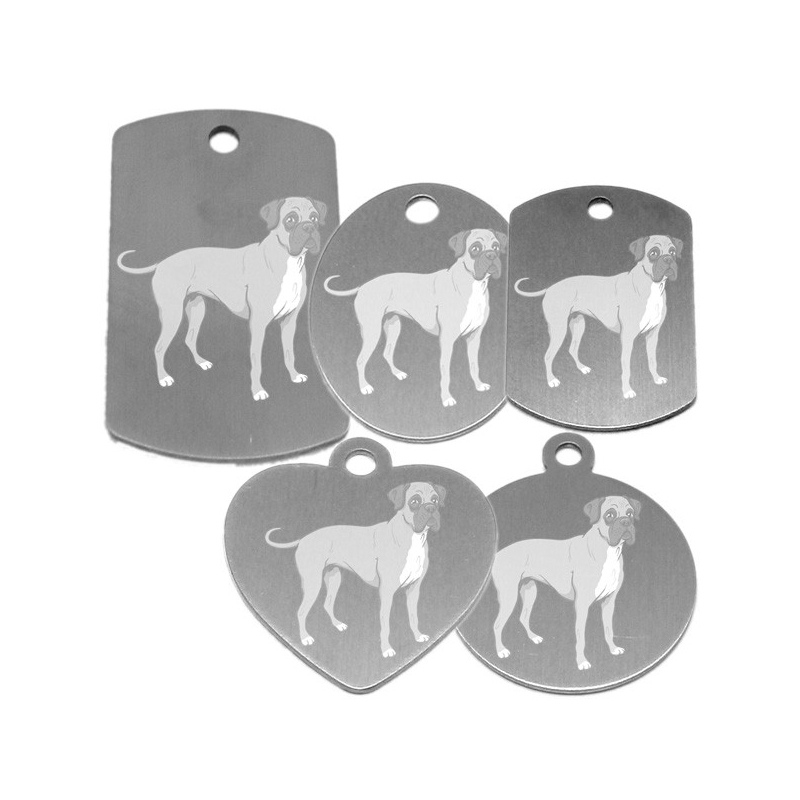 médaille collier  de chien dessin d'un  boxer