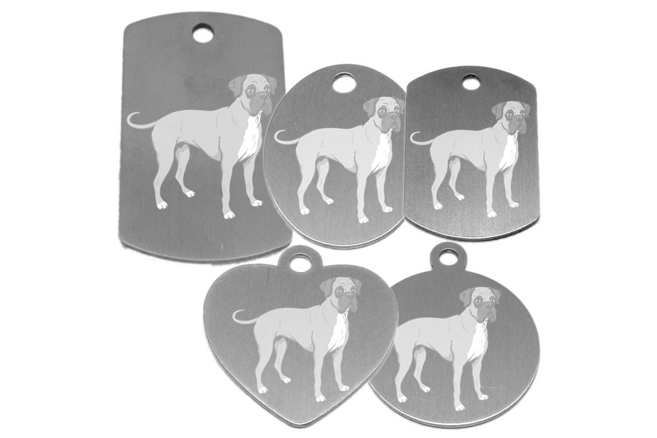 médaille collier  de chien dessin d'un  boxer