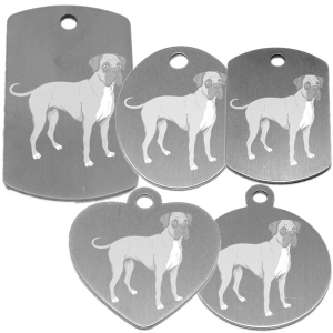 médaille collier  de chien dessin d'un  boxer