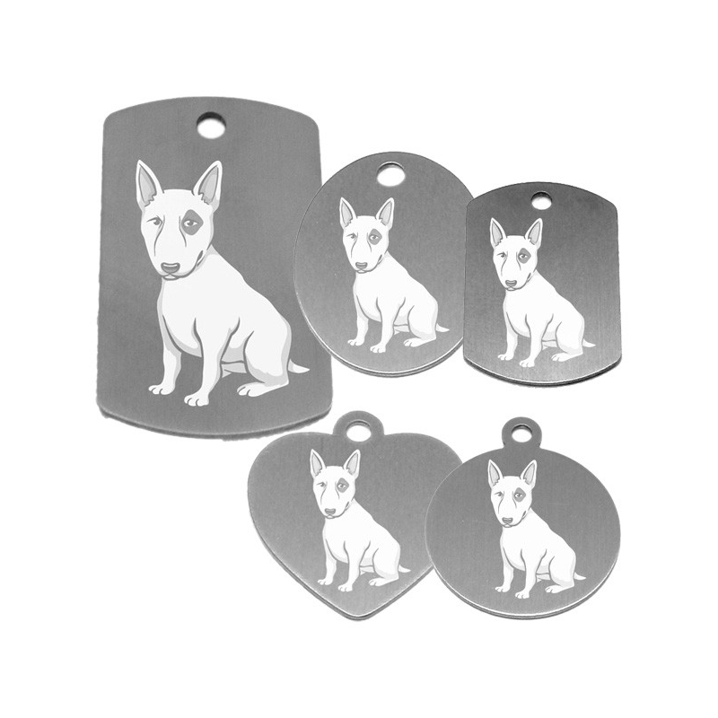 médaille pour collier de chien dessin d'un bull terrier