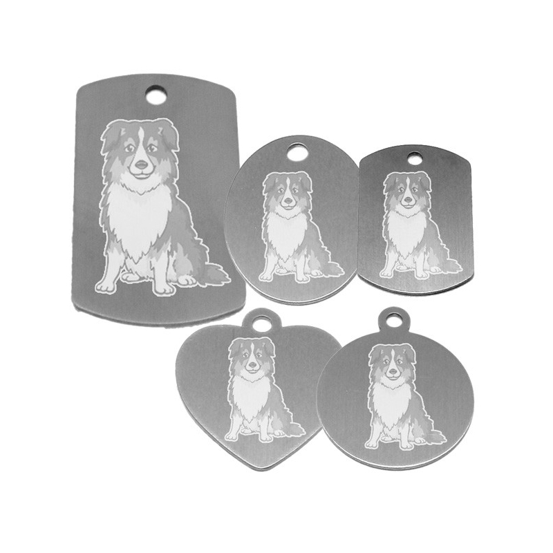 médaille pour collier de chien dessin d'un berger australien