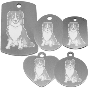 médaille pour collier de chien dessin d'un berger australien