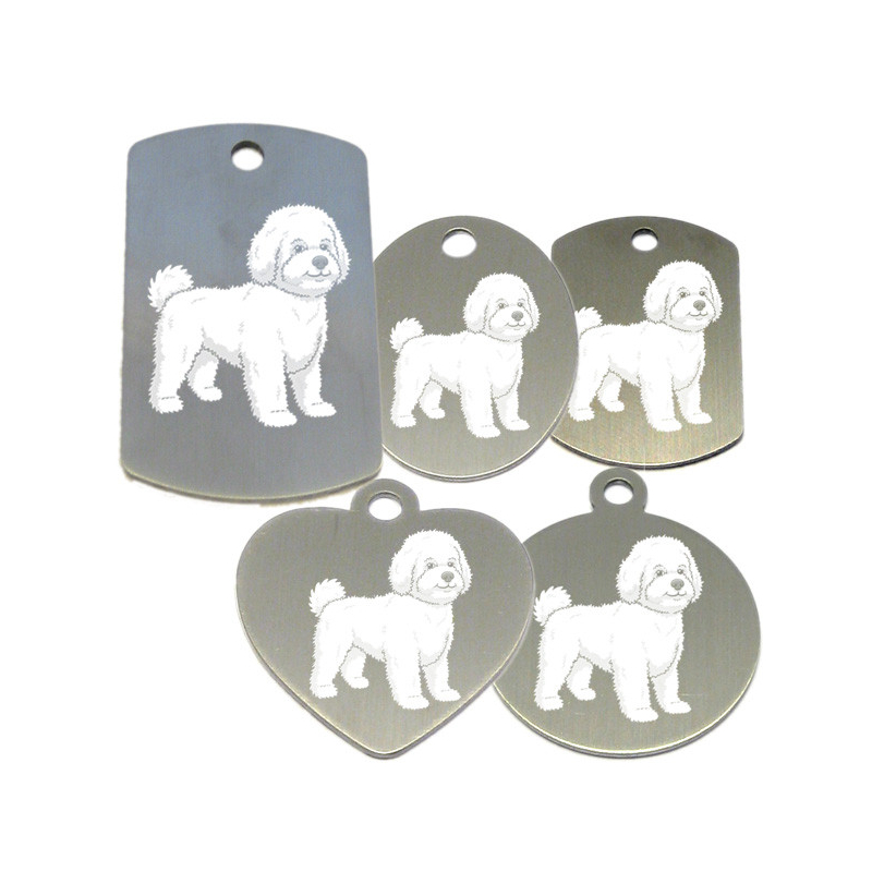 médaille pour collier de chien dessin d'un bichon