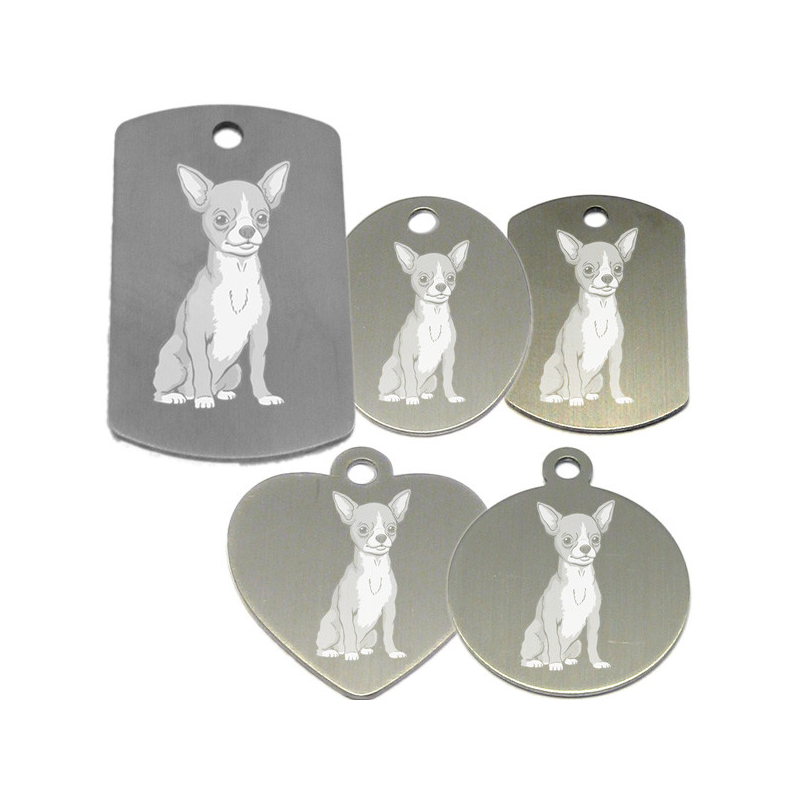 médaille pour collier de chien dessin d'un chiwawa