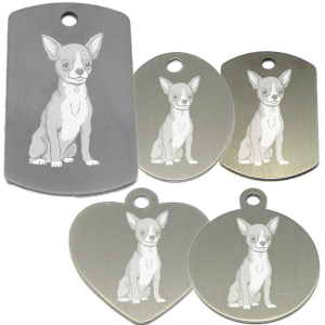médaille pour collier de chien dessin d'un chiwawa