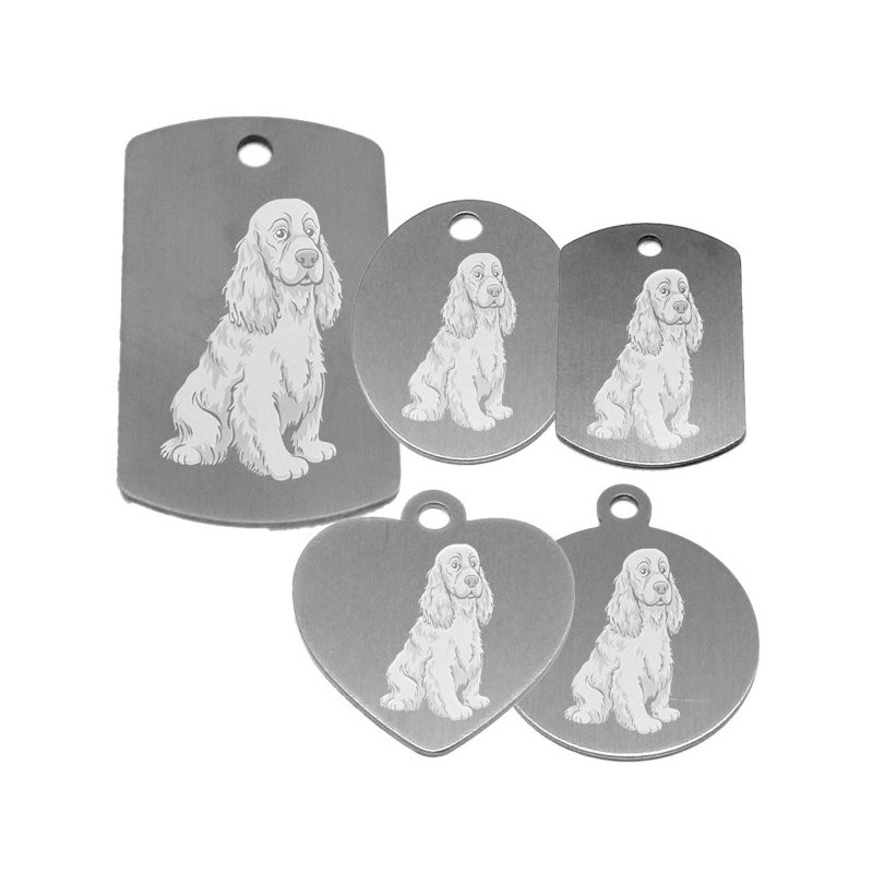 médaille pour collier de chien dessin d'un cocker