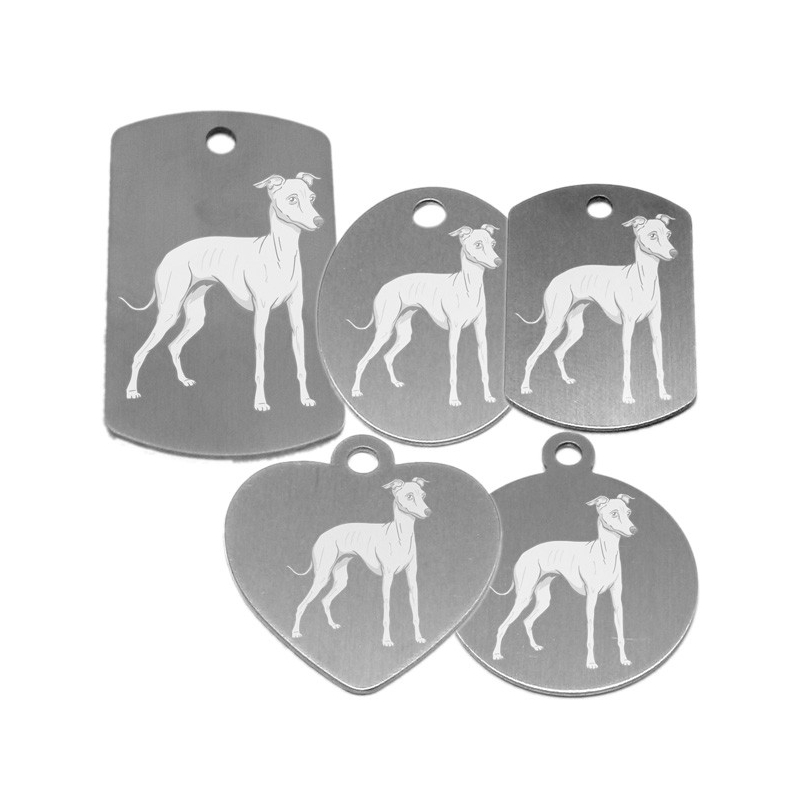 médaille pour collier de chien dessin d'un lévrier