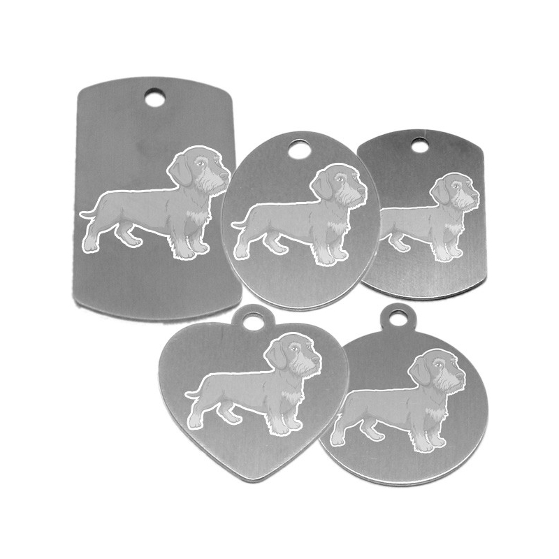 médaille pour collier de chien dessin d'un teckel