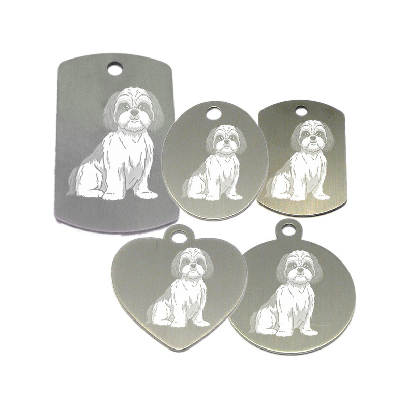 médaille pour collier de chien dessin d'un shih tzu