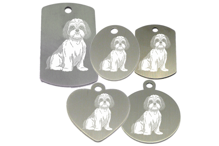 médaille pour collier de chien dessin d'un shih tzu