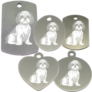 médaille pour collier de chien dessin d'un shih tzu