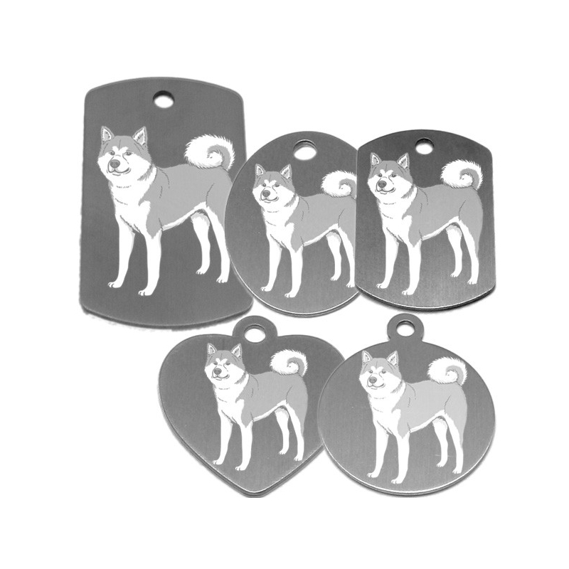 médaille pour collier de chien dessin d'un akita