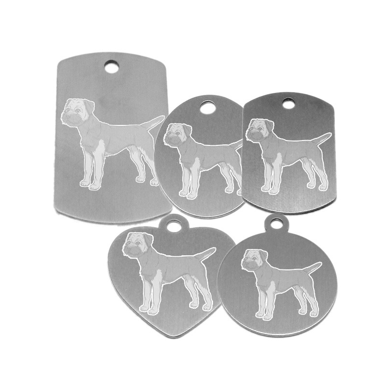 médaille pour collier de chien dessin d'un border terrier