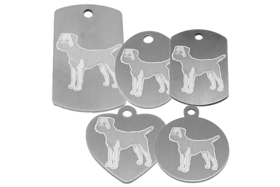 médaille pour collier de chien dessin d'un border terrier