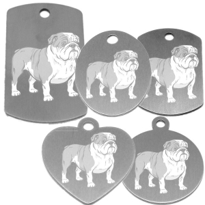 médaille pour collier de chien dessin d'un bouledogue anglais