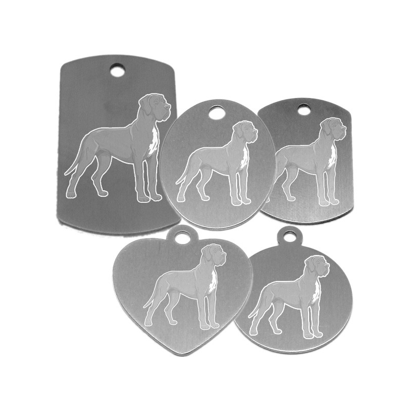 médaille pour collier de chien dessin d'un dogue allemand