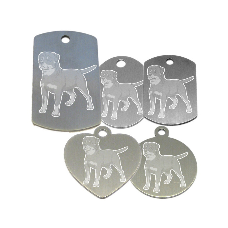 médaille pour collier de chien dessin d'un Rottweiller