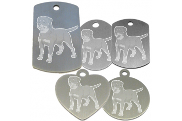 médaille pour collier de chien dessin d'un Rottweiller