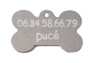 médaile d'identification en forme d'os à personnalisé : motif cartoon chien
