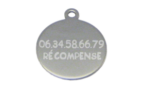 médaille ronde d'identification pour chat : motif chat cartoon 