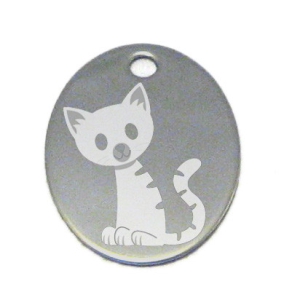 médaille en forme de cœur pour chat : motif chaton 